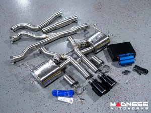 Jaguar F-TYPE Performance Exhaust System - MADNESS - 2.0L Turbo - Center Exit - Vacuum Valve Design - Black Chrome Exhaust Tips